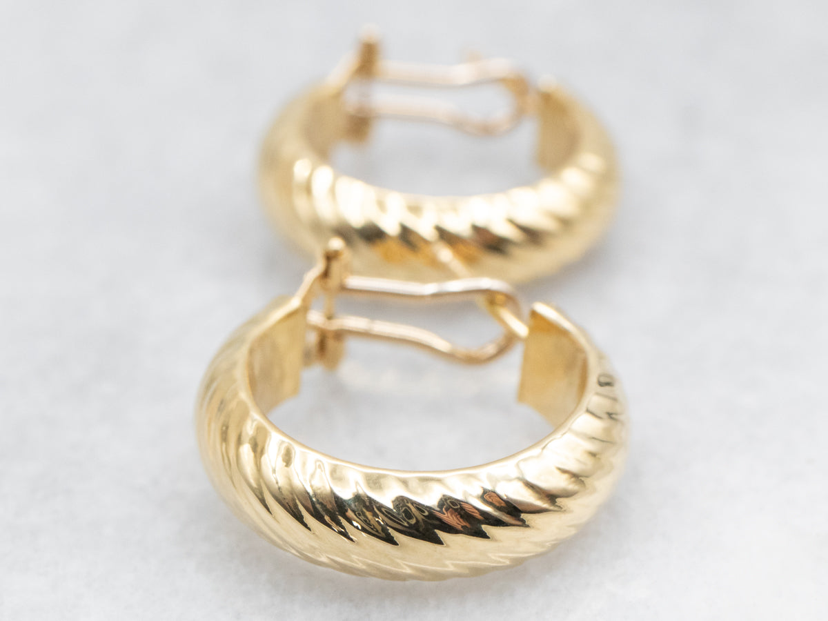 Italian 18-Karat Gold Lined Hoop Earrings