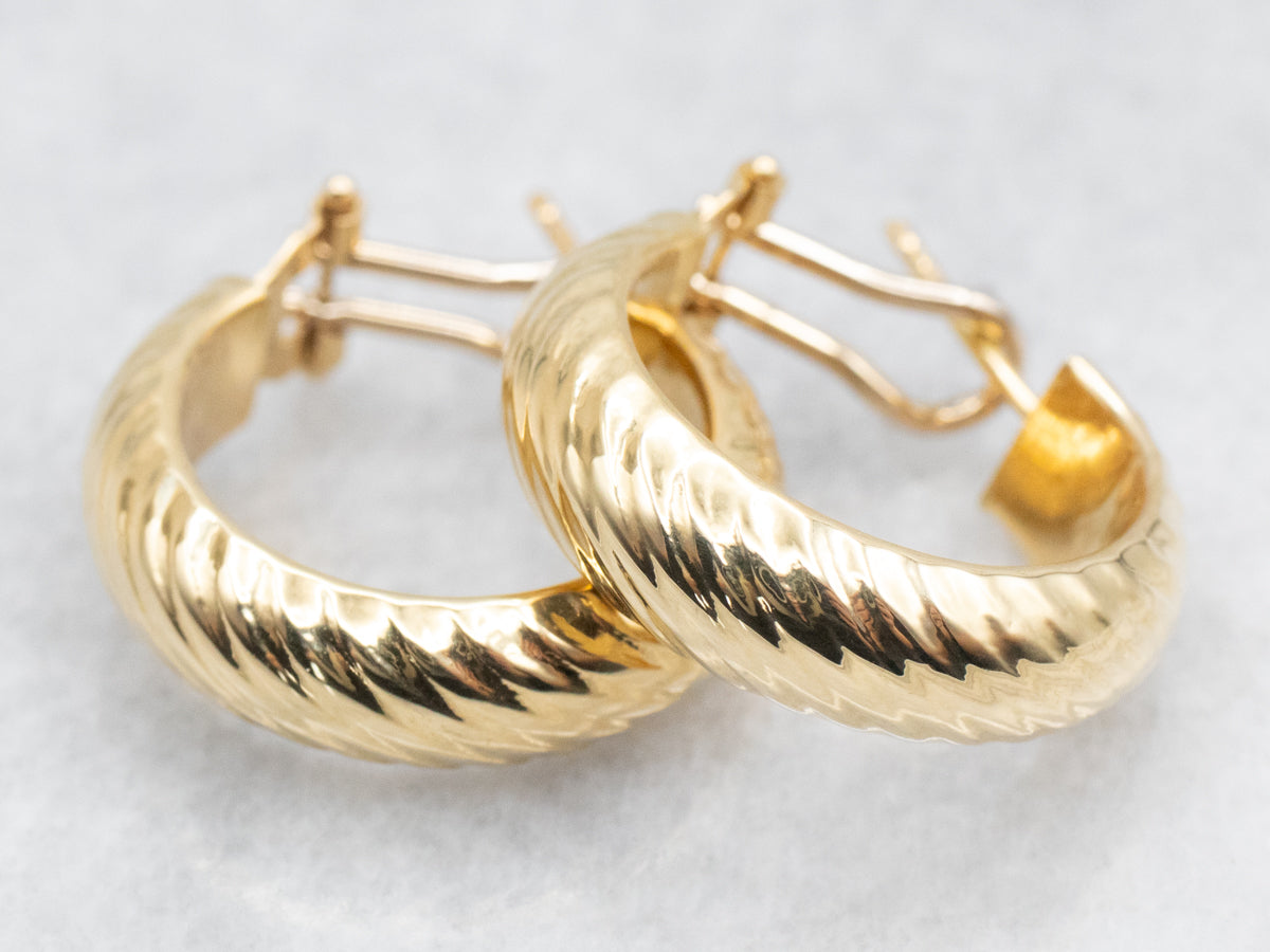 Italian 18-Karat Gold Lined Hoop Earrings