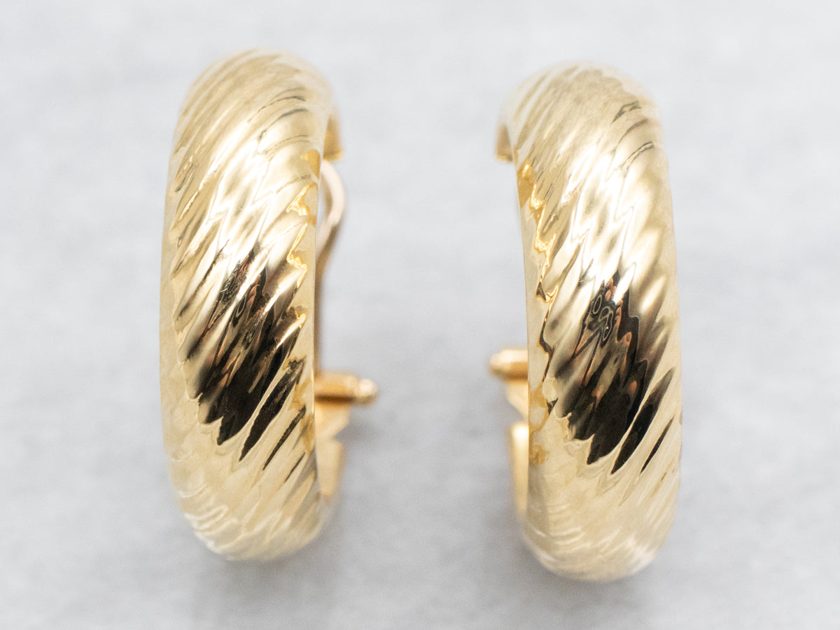 Italian 18-Karat Gold Lined Hoop Earrings