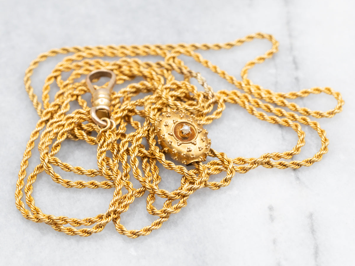 Antique Gold Seed Pearl Lariat Chain