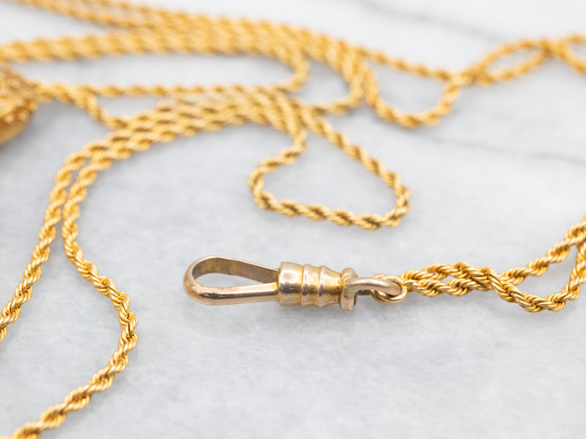Antique Gold Seed Pearl Lariat Chain
