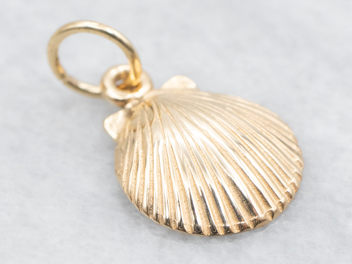 Nautical Gold Scallop Shell Charm