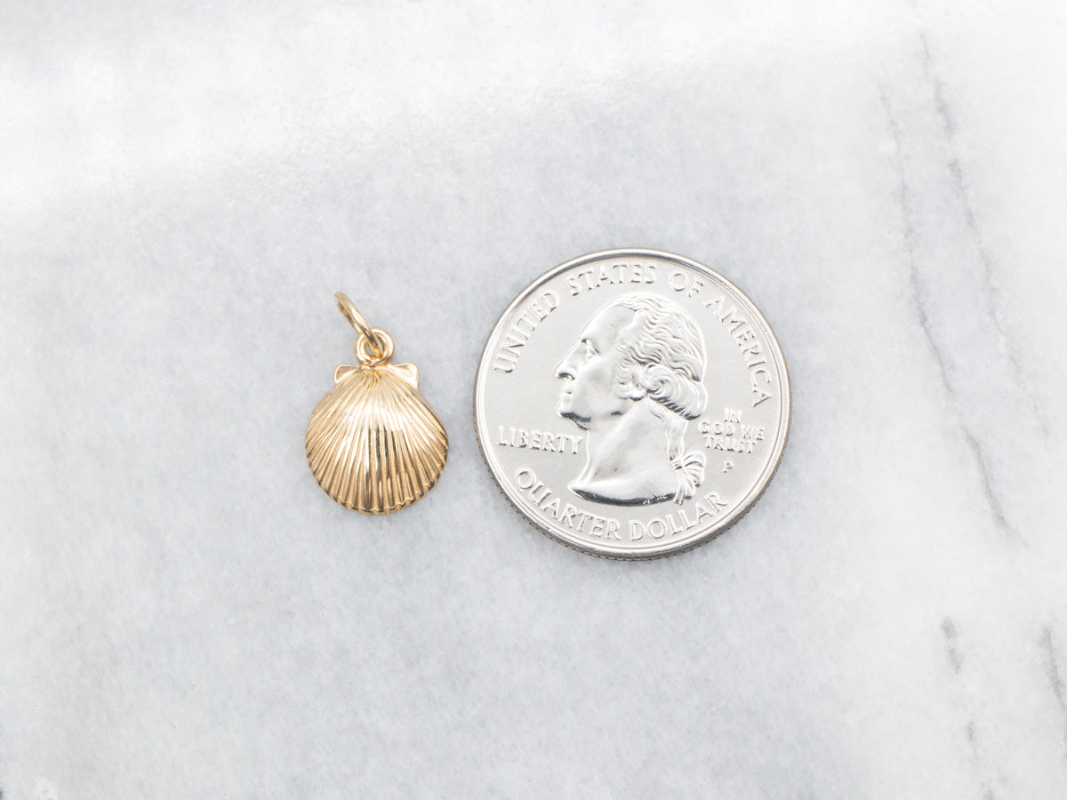 Nautical Gold Scallop Shell Charm