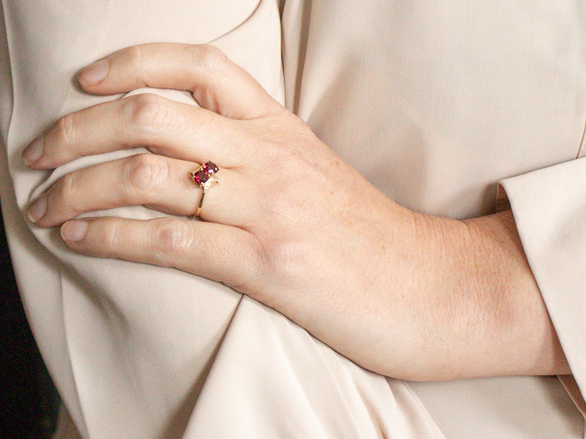 Vintage Rhodolite Garnet Bypass Ring