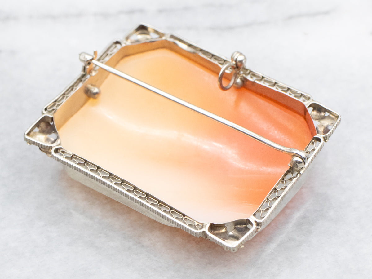 Lovely Antique Rectangle Cameo Brooch or Pendant