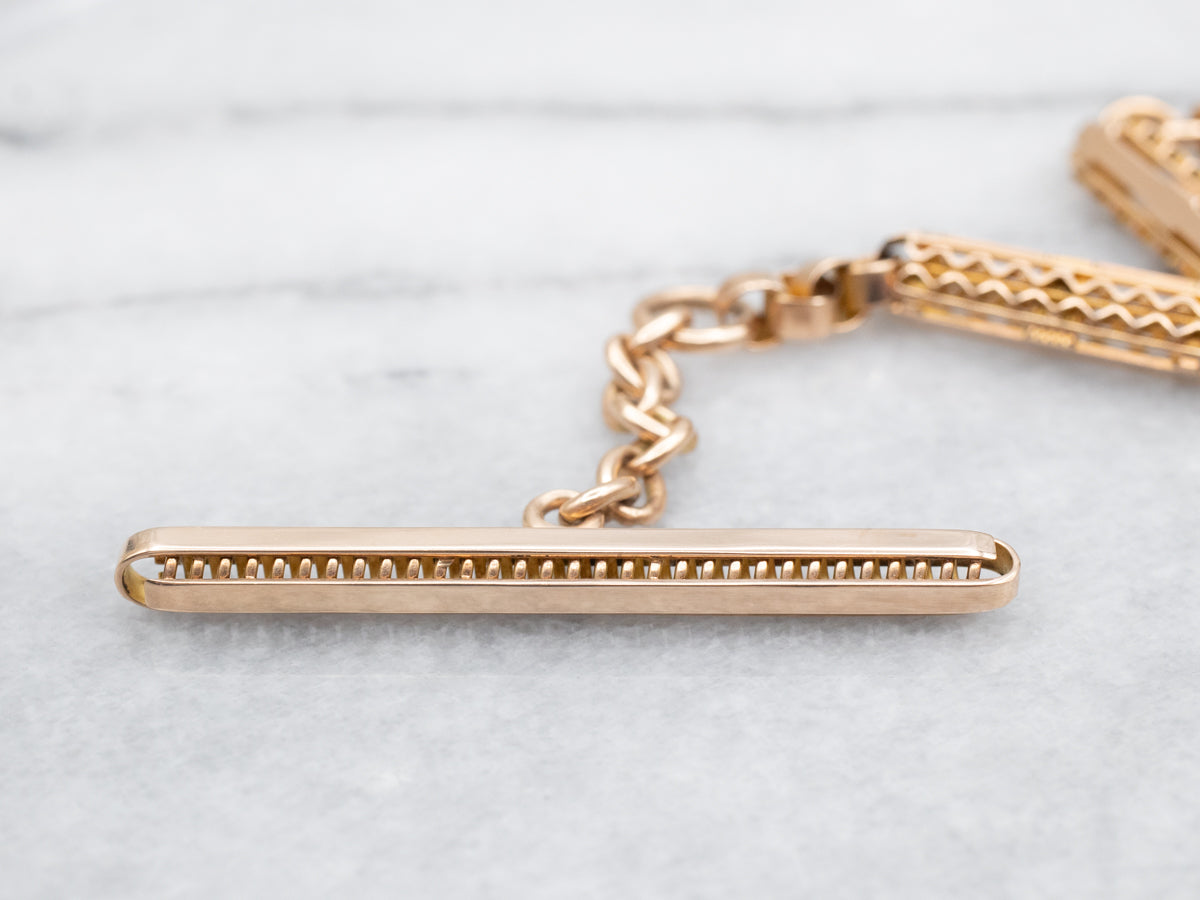 Antique Rose Gold T-Bar Pocket Watch Chain