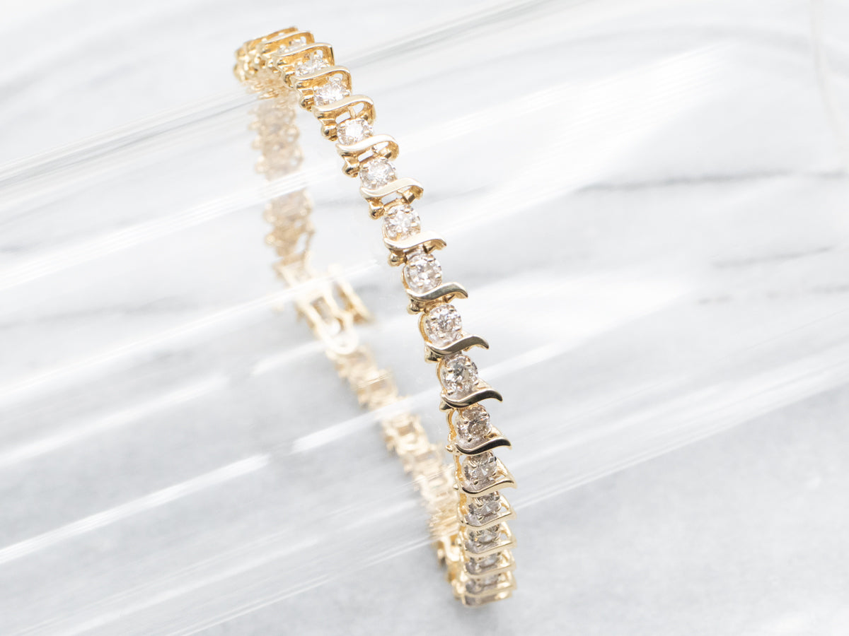 Gold S-Link Diamond Tennis Bracelet