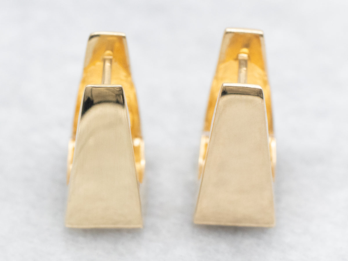 Tapered Flat Gold Squared Hoops