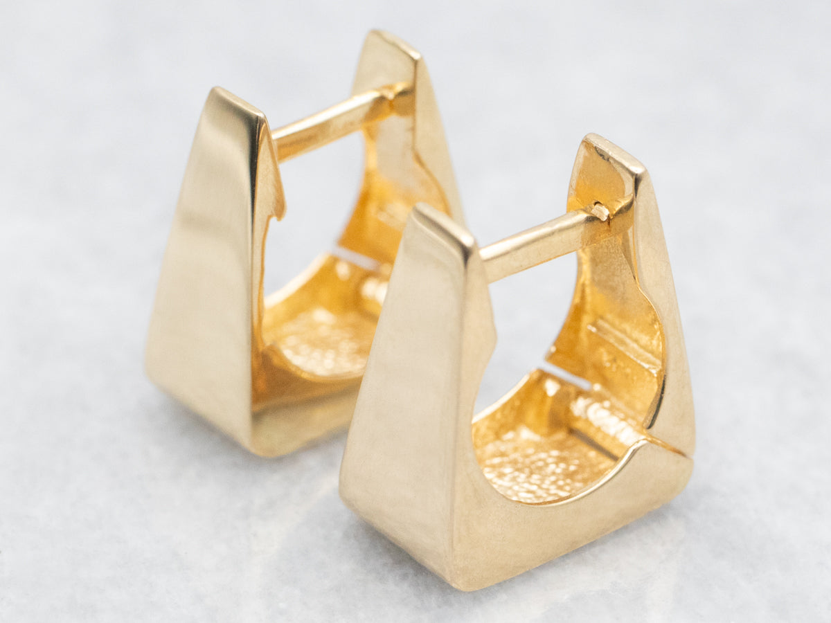 Tapered Flat Gold Squared Hoops