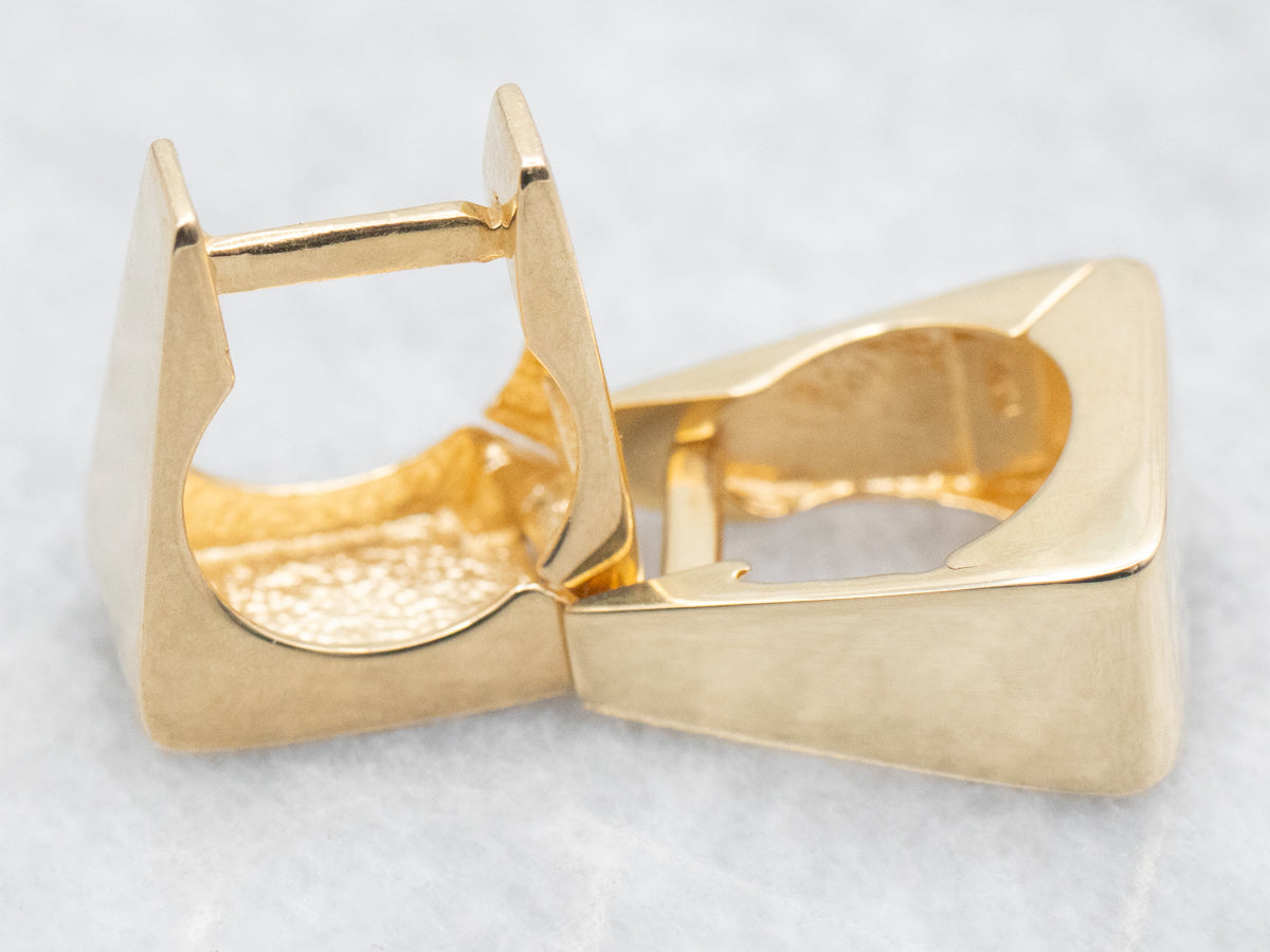 Tapered Flat Gold Squared Hoops