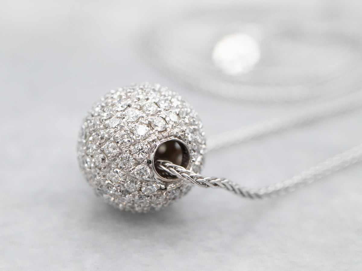 Diamond Encrusted Beaded Ball on Wheat Chain