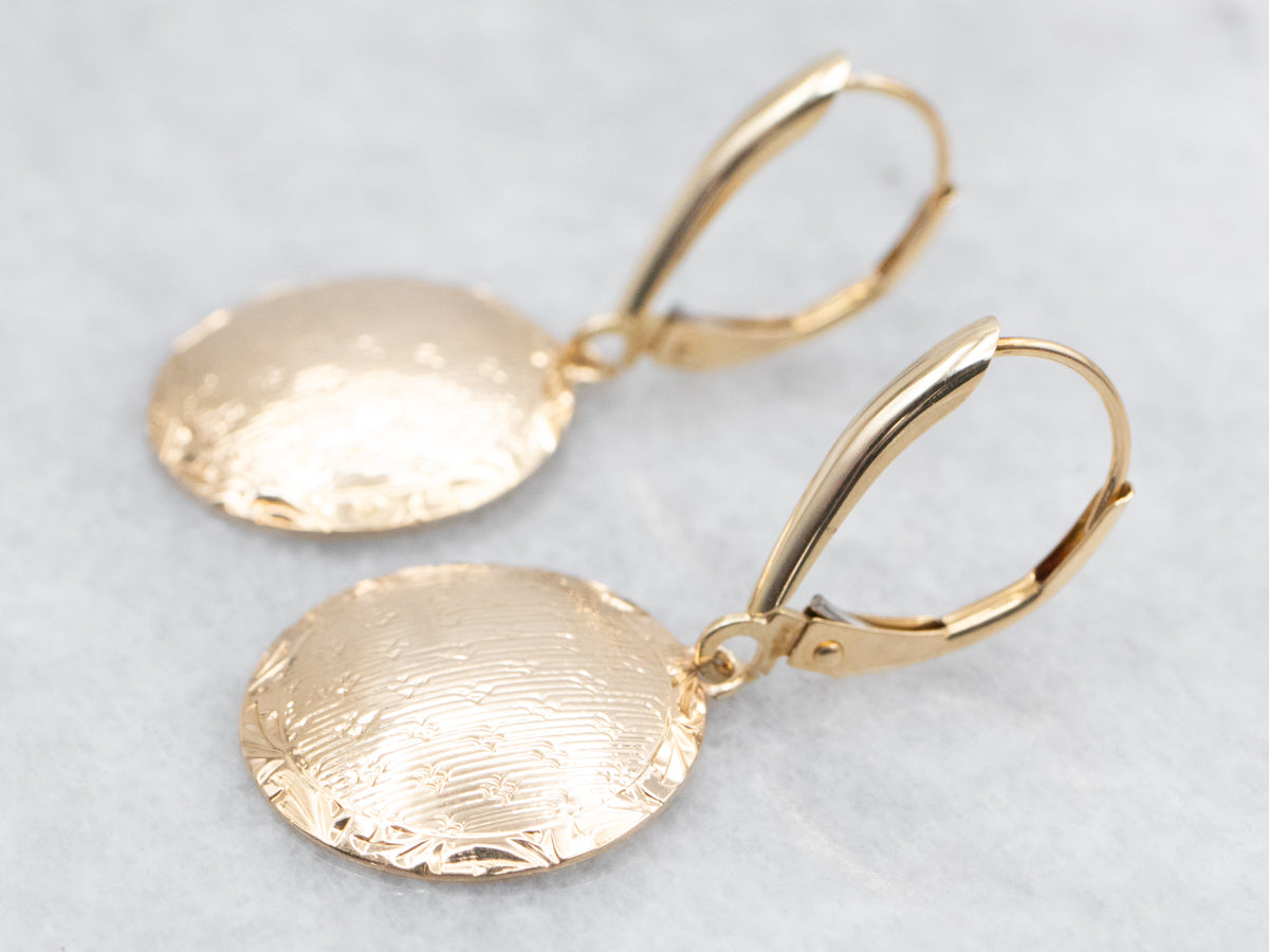 Etched Disc Drop Earrings