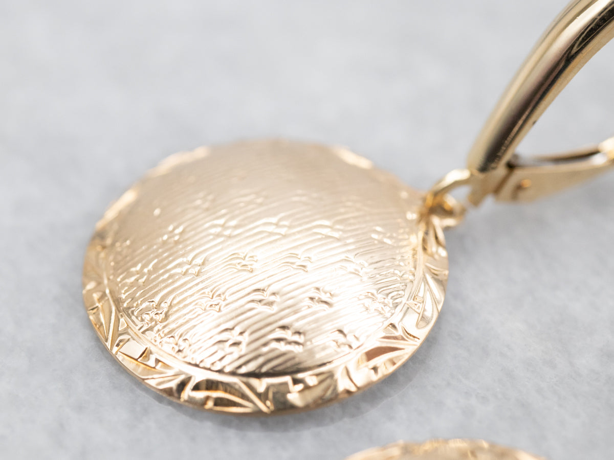 Etched Disc Drop Earrings