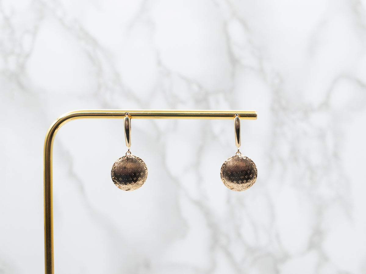 Etched Disc Drop Earrings