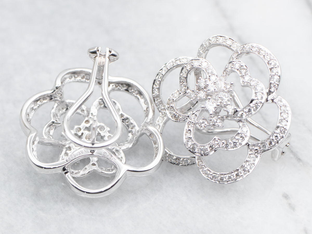 Diamond Encrusted Floral Stud Earrings