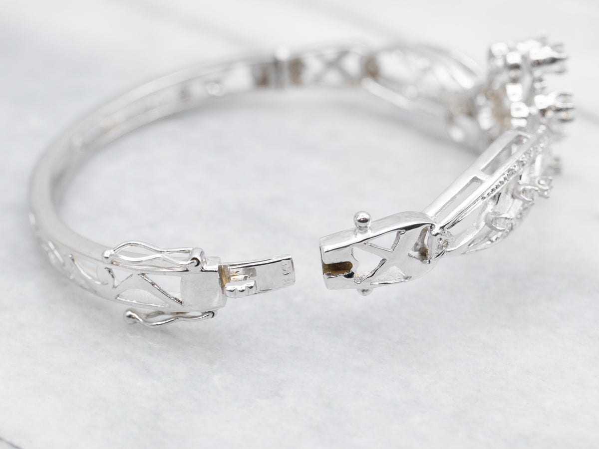 Old Hollywood Diamond Encrusted 1950s Bangle Bracelet