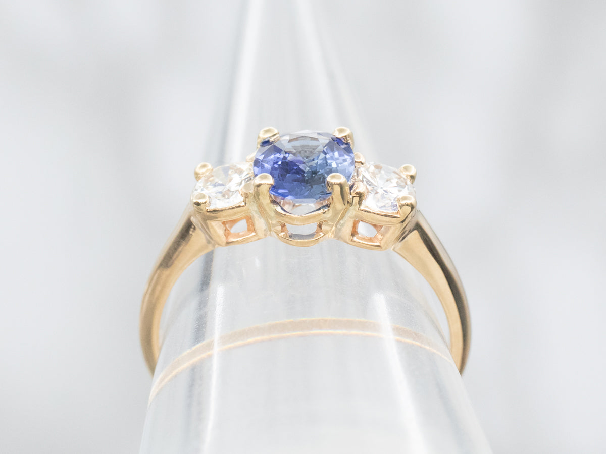 Yellow Gold Sapphire and Diamond Engagement Ring