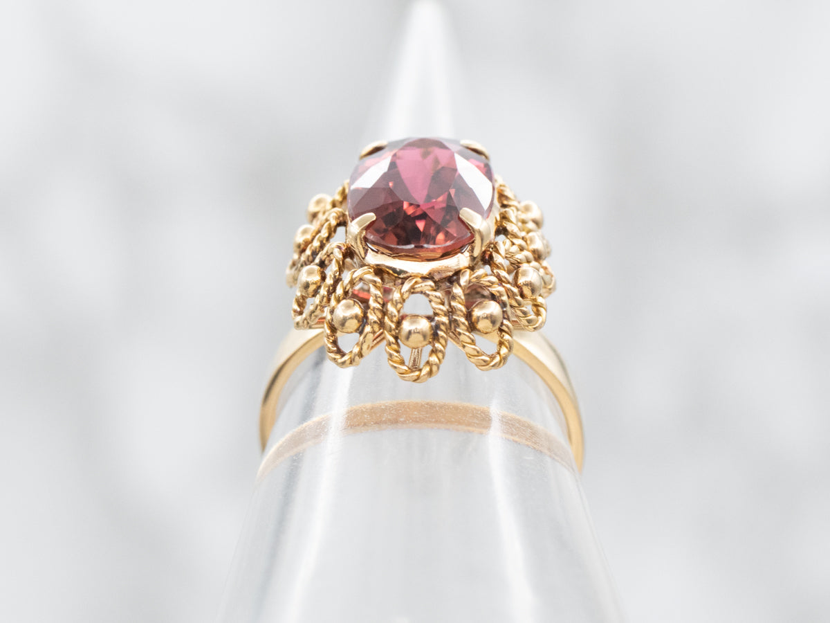 Nautical Gold Pink Tourmaline Ring