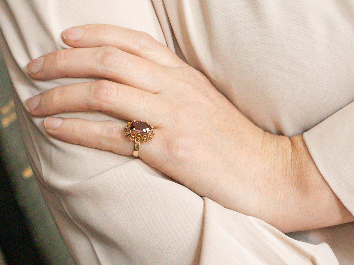 Nautical Gold Pink Tourmaline Ring