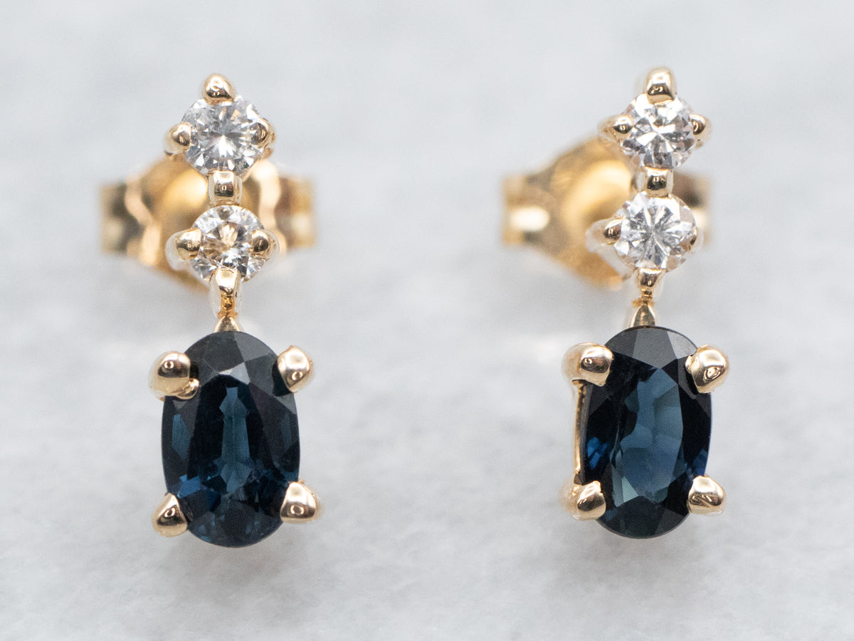 Sapphire and Diamond Stud Earrings