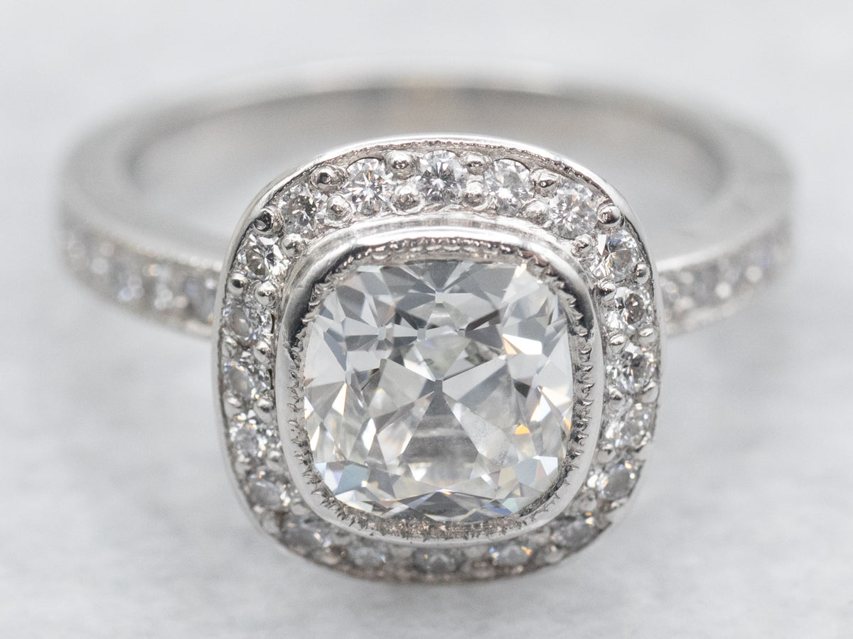 NEW 2024 Platinum Huge Diamond Halo Dome Ring