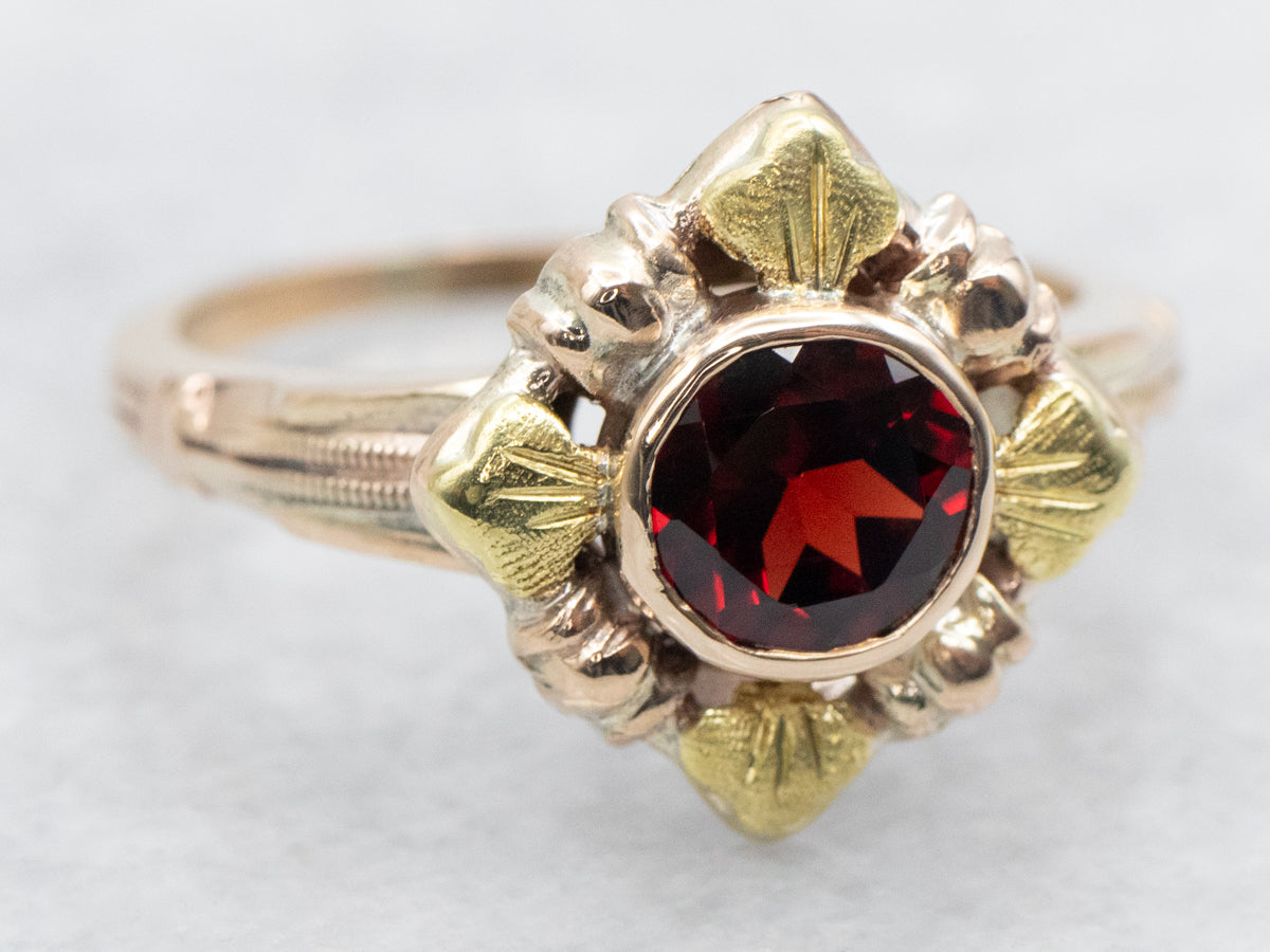 Antique Garnet Solitaire Ring