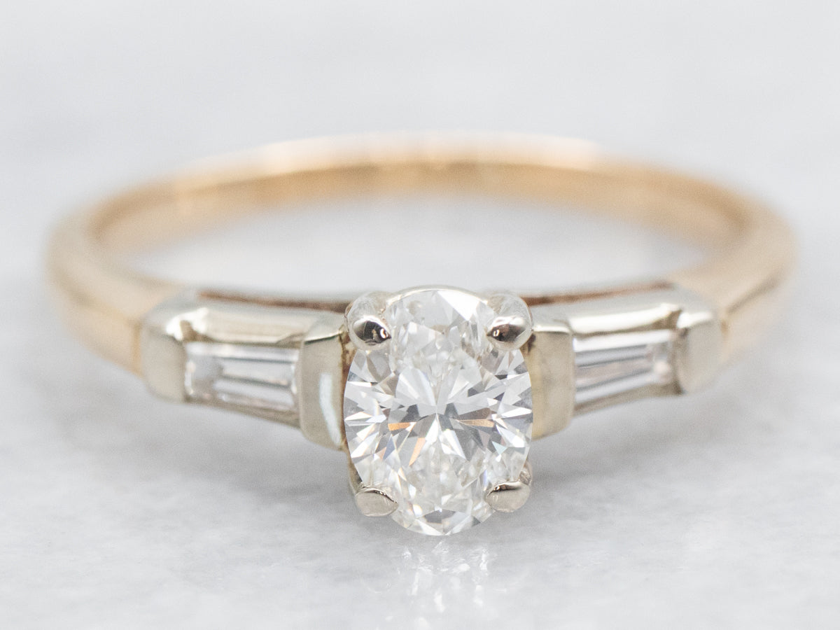 Retro Era Oval Cut Diamond Engagement Ring