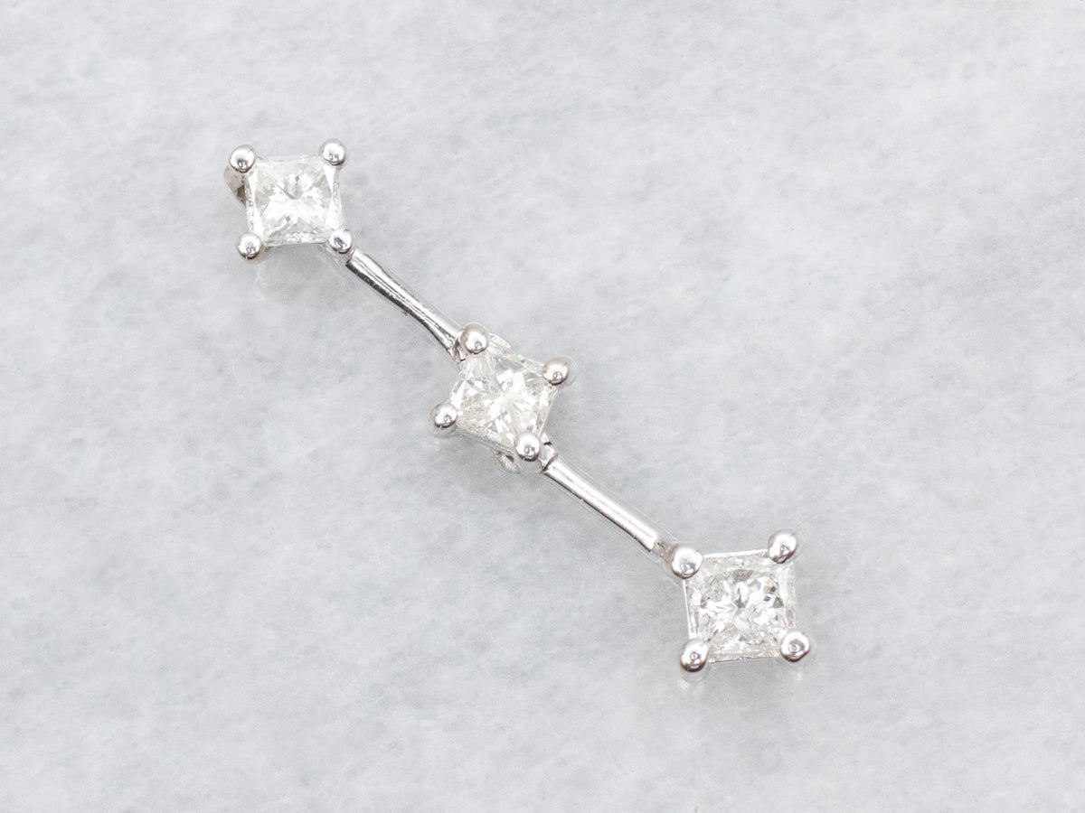 Graduated Princess Cut Diamond Drop Pendant