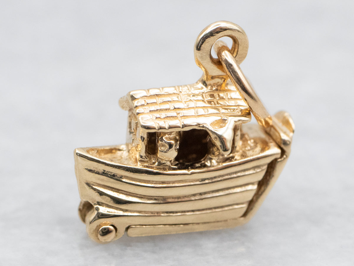 Vintage Gold Noah s Ark Charm