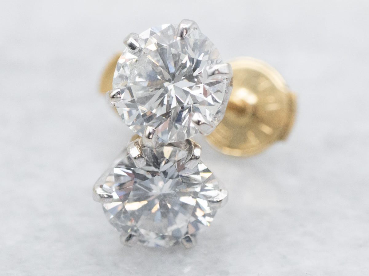 Large Round Brilliant Diamond Stud Earrings