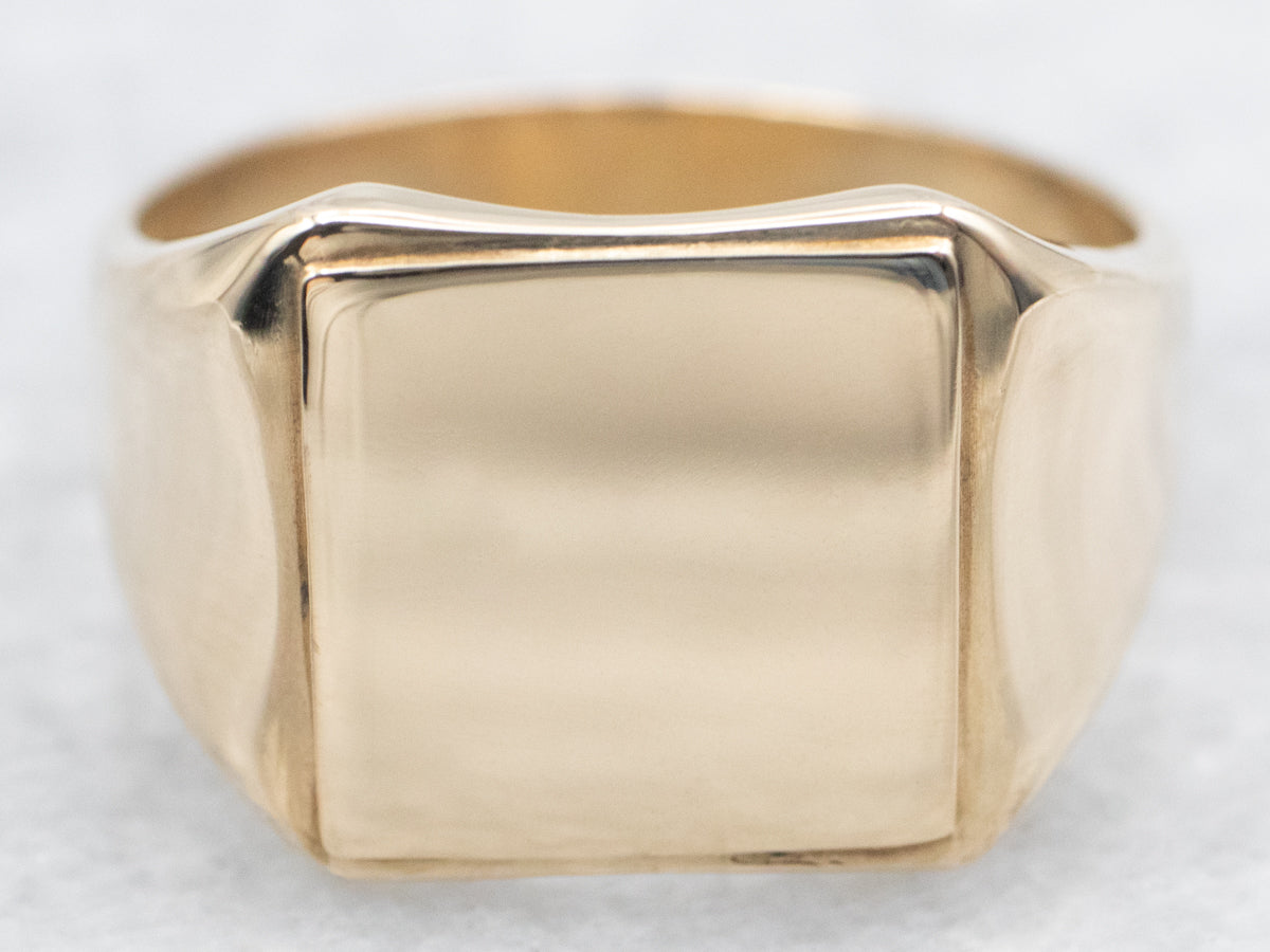 Gold Square-Topped Signet Ring