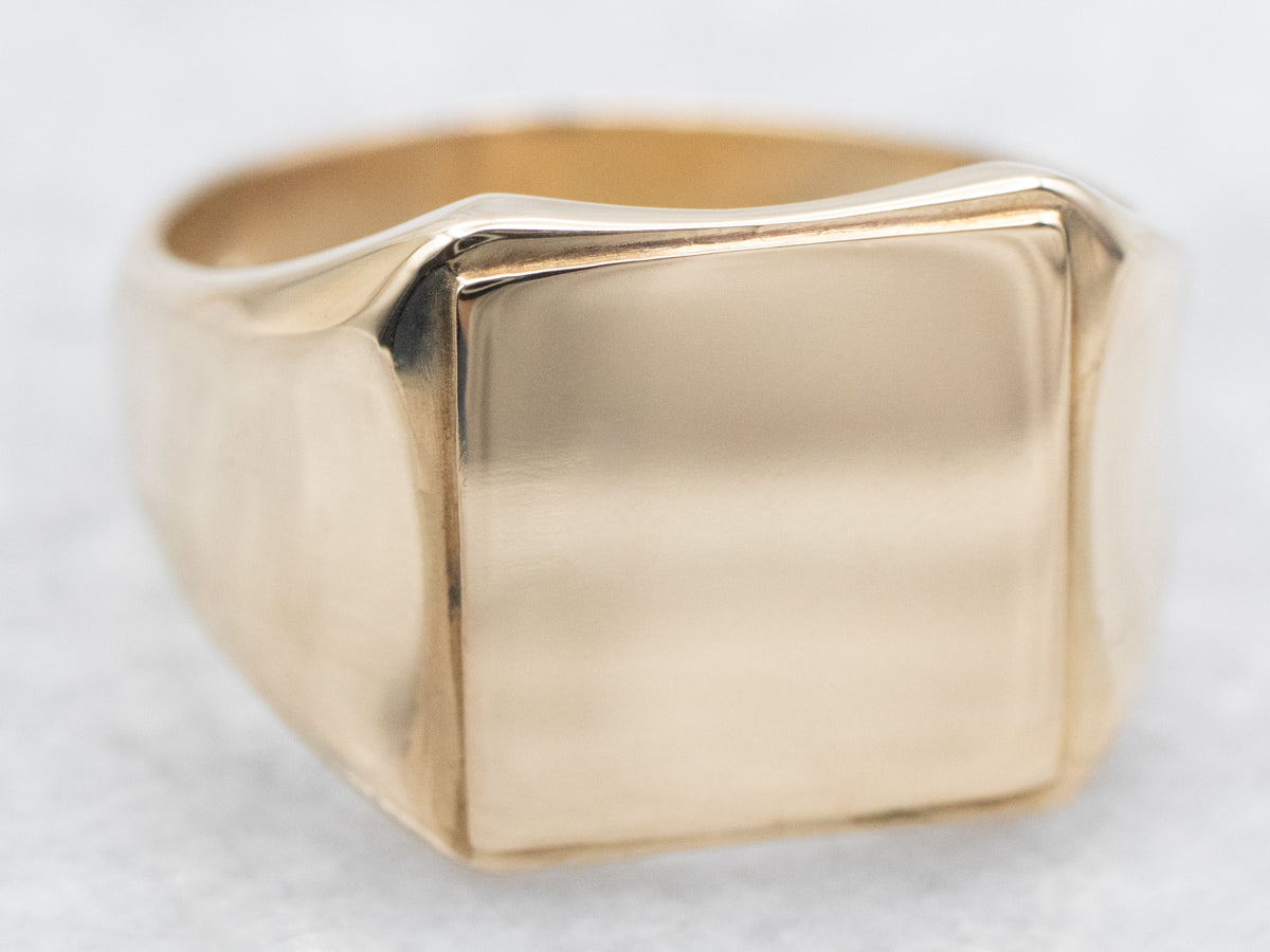 Gold Square-Topped Signet Ring