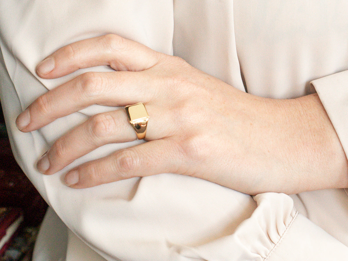 Gold Square-Topped Signet Ring