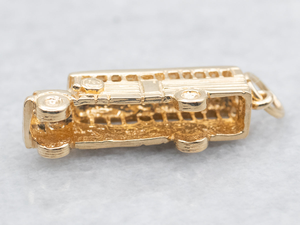 Vintage Gold School Bus Charm