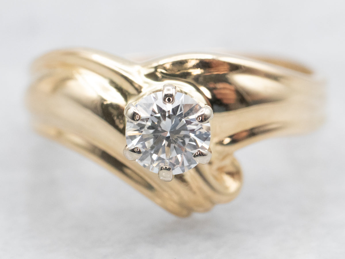 Modern Gold Diamond Solitaire Engagement Ring