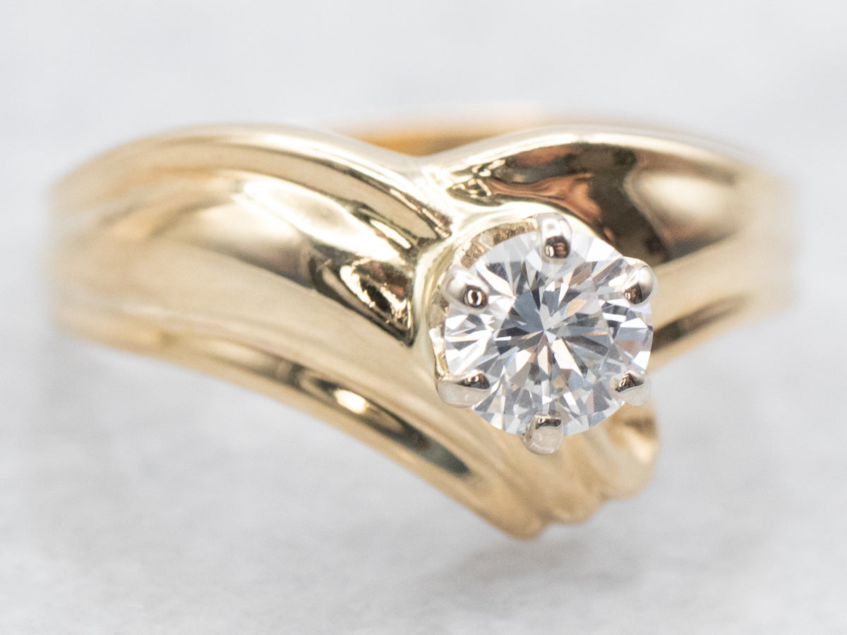 Modern Gold Diamond Solitaire Engagement Ring