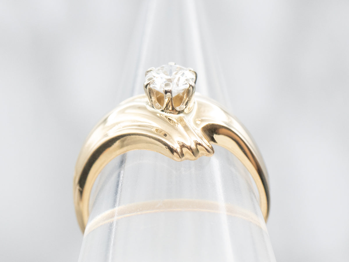 Modern Gold Diamond Solitaire Engagement Ring