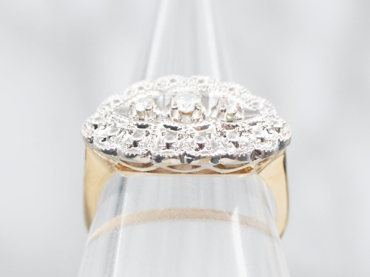 Retro 1950s Two Tone Three Stone Diamond Ring