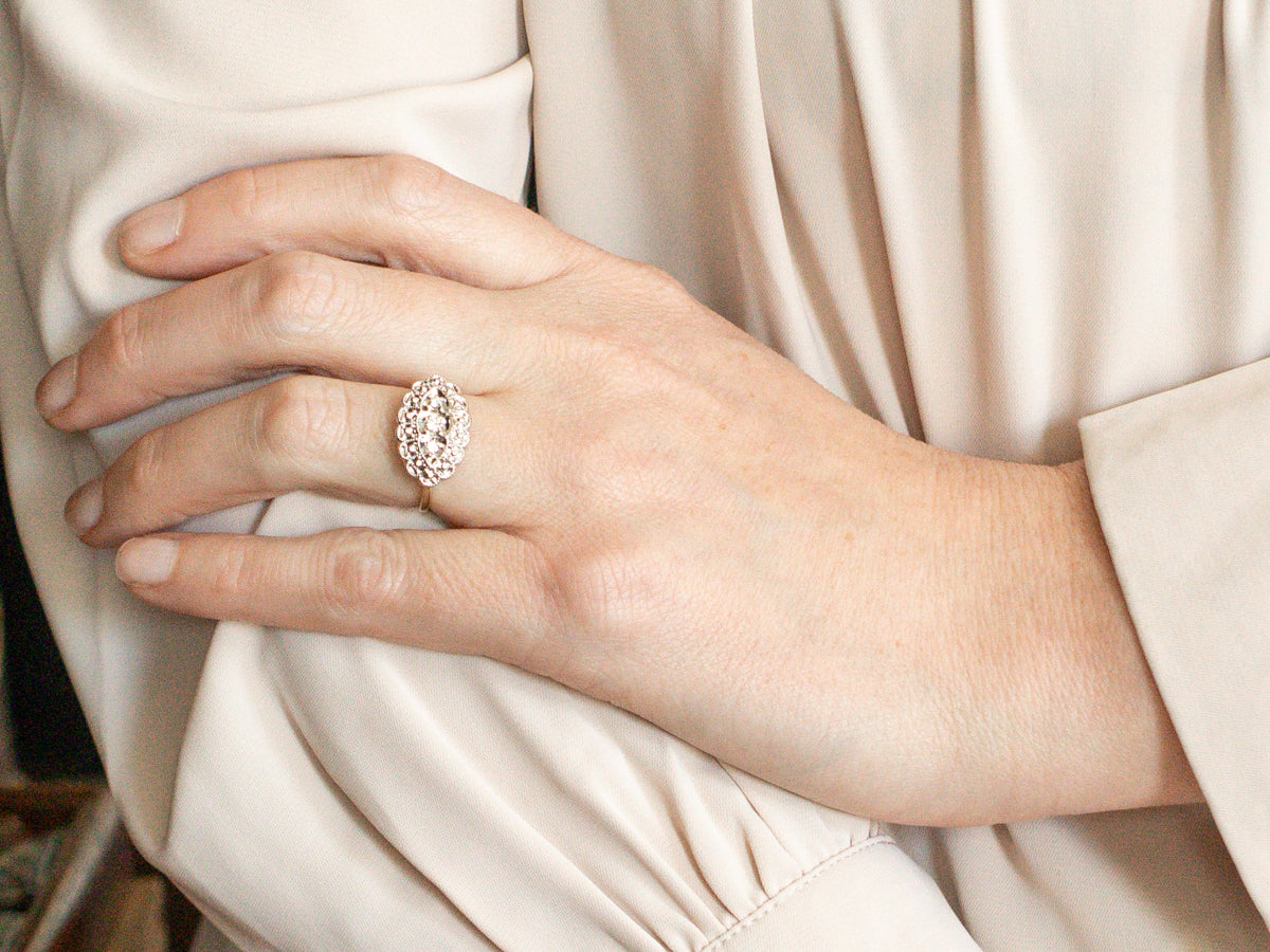 Retro 1950s Two Tone Three Stone Diamond Ring