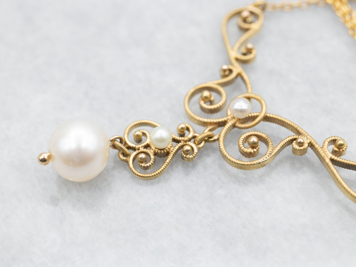 Victorian Pearl Lavalier Necklace