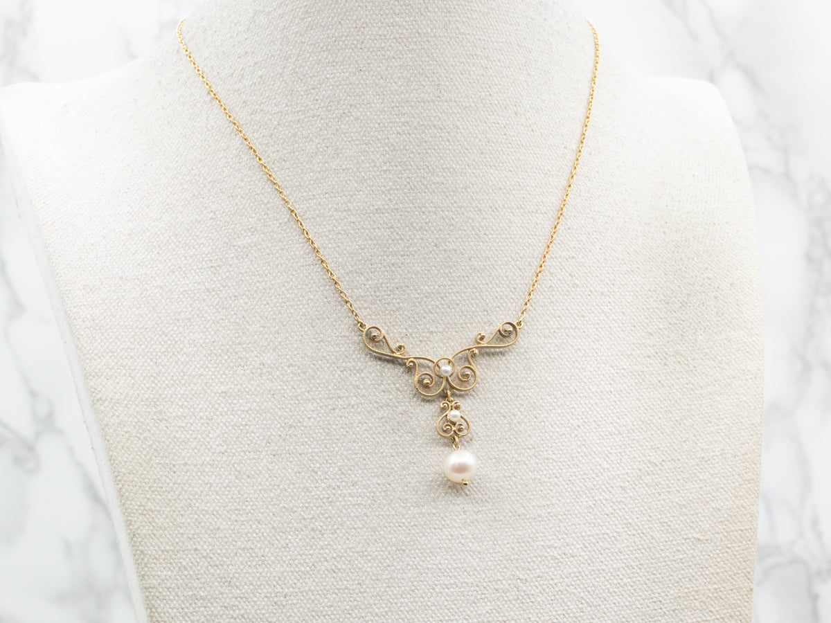 Victorian Pearl Lavalier Necklace