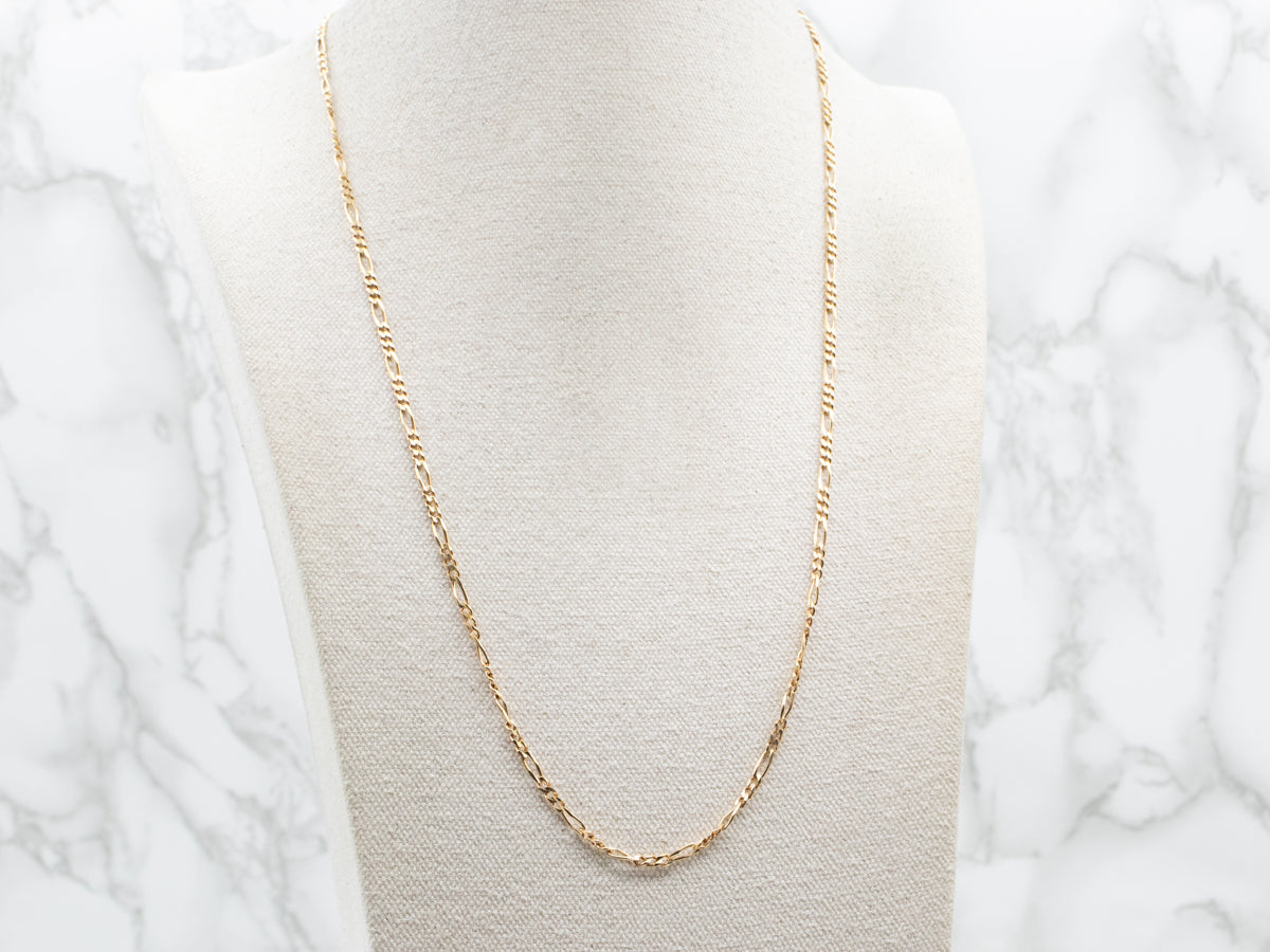 Long Gold Figaro Chain with Lobster Clasp