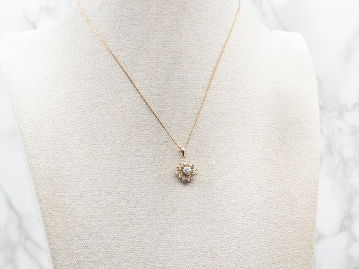 Modern Diamond Halo Pendant