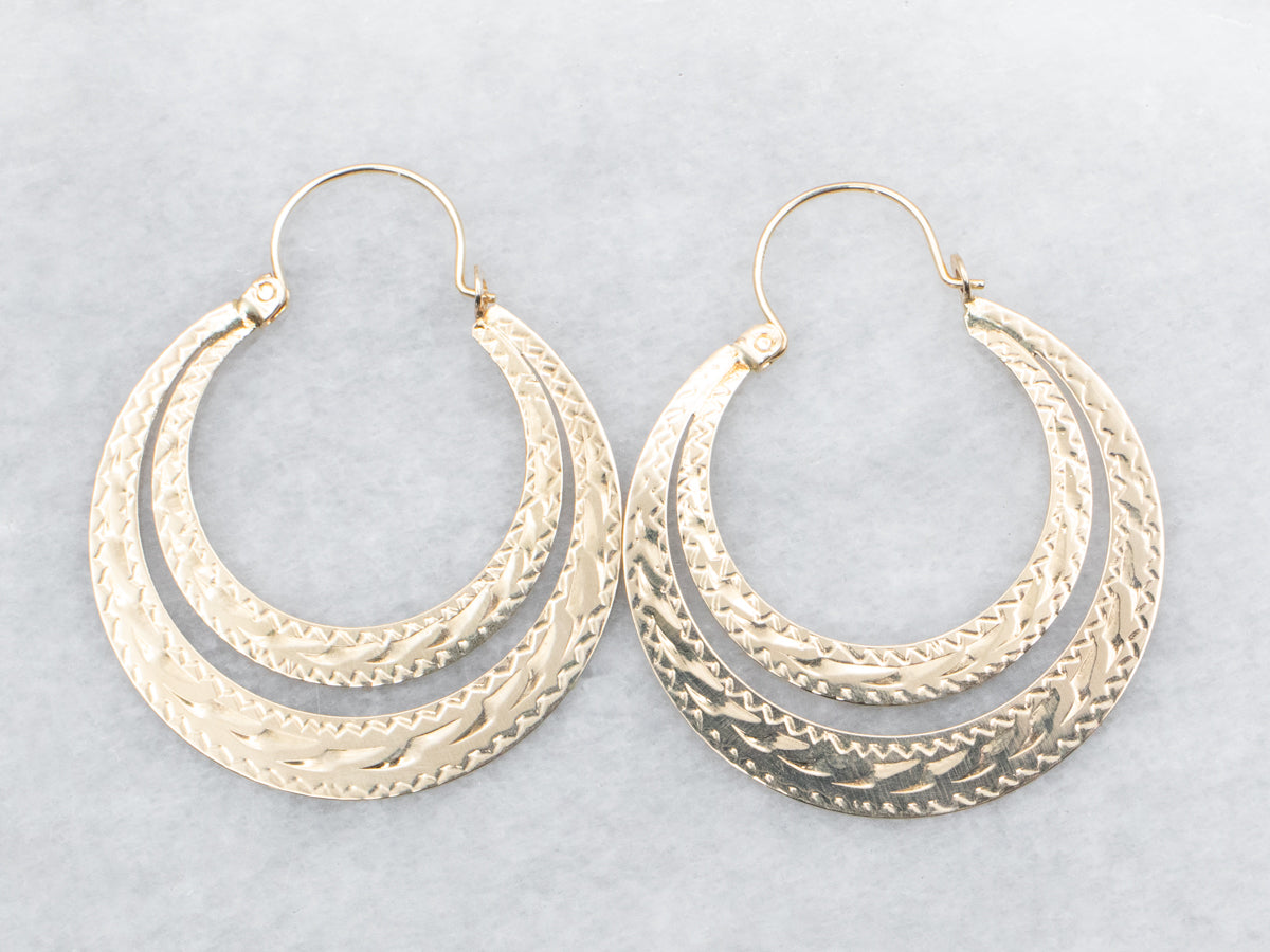 Flat Etched Hoop Earrings