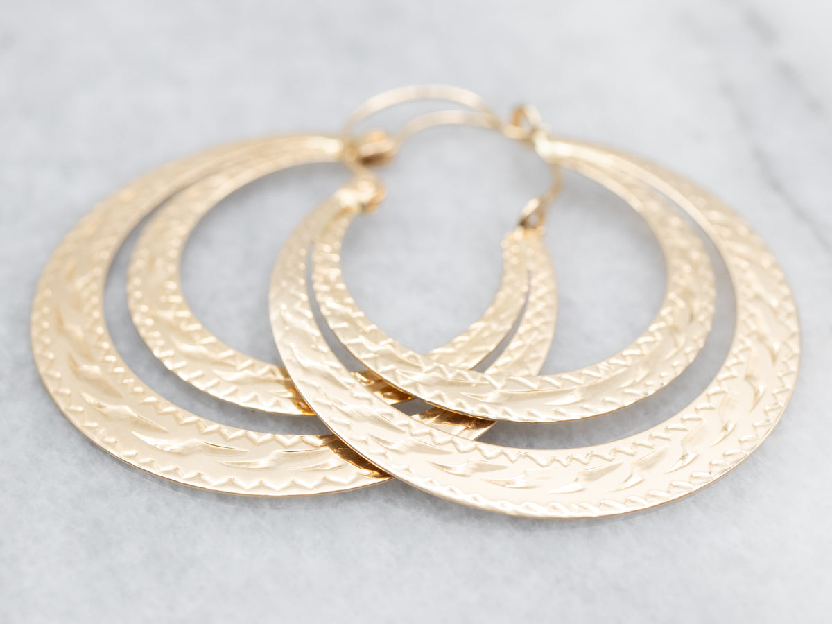 Flat Etched Hoop Earrings