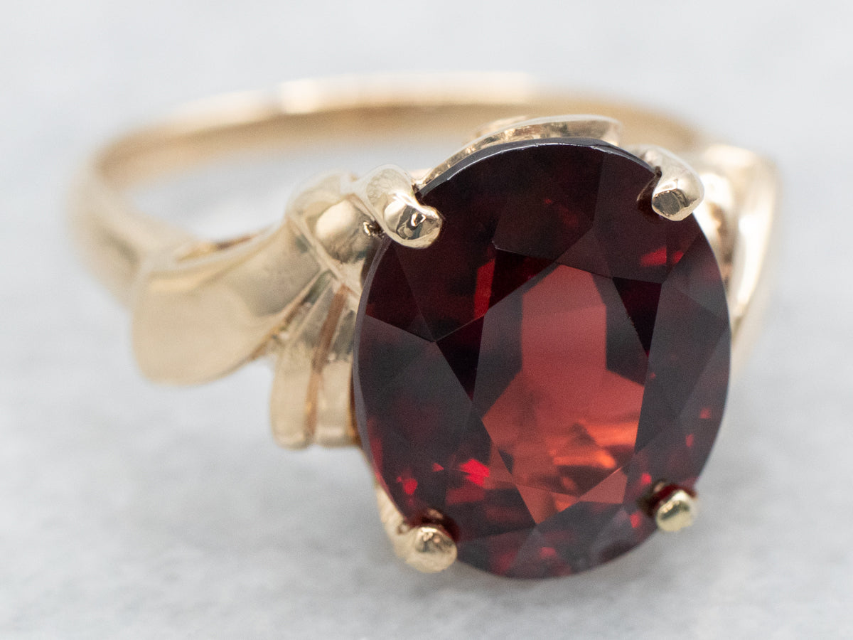 Vintage Oval-Cut Garnet Solitaire Ring