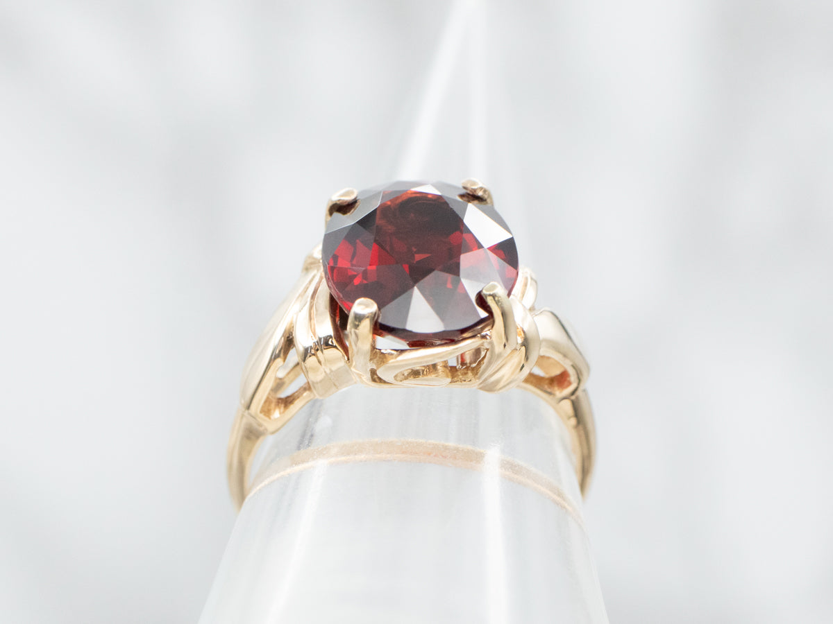 Vintage Oval-Cut Garnet Solitaire Ring