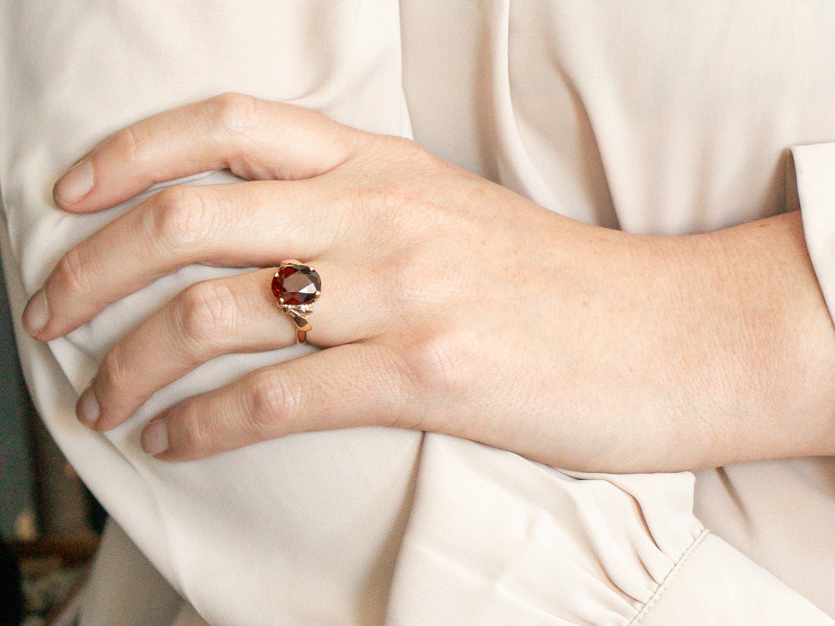 Vintage Oval-Cut Garnet Solitaire Ring