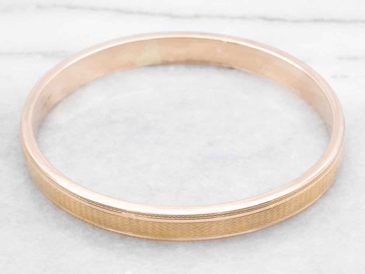 Crosshatched Gold Patterned Bangle Bracelet