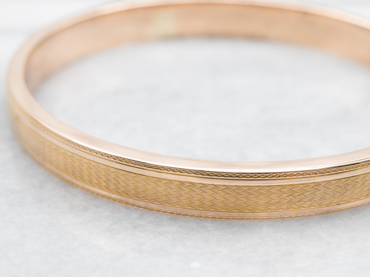 Crosshatched Gold Patterned Bangle Bracelet